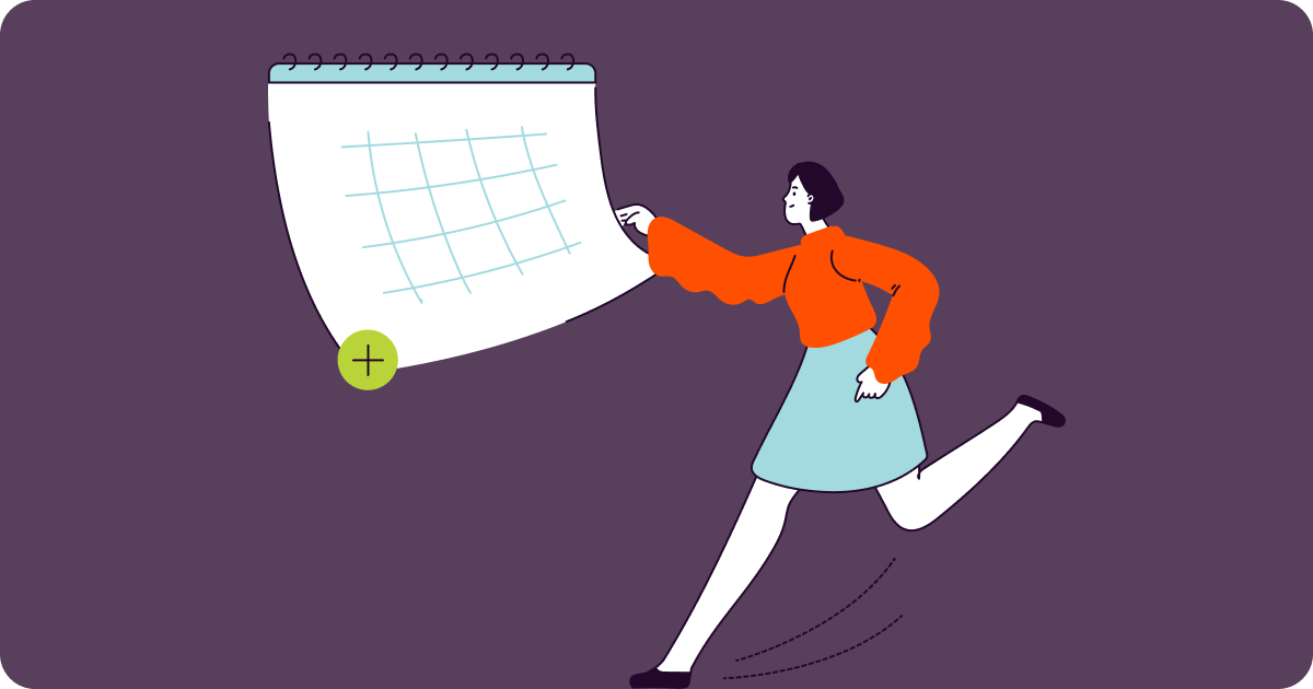 Illustration of a woman running toward a calendar.