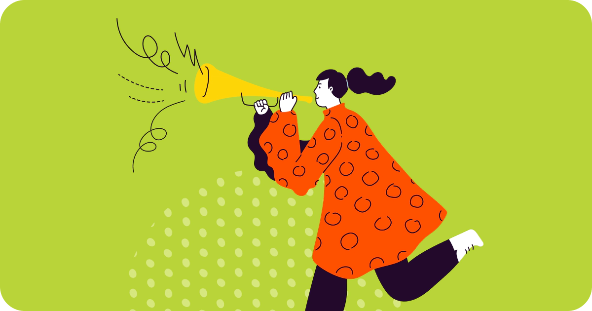 Woman using a megaphone.