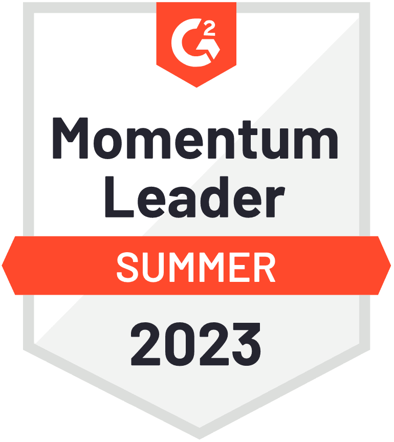 G2 Momentum Leader Summer 2023 badge