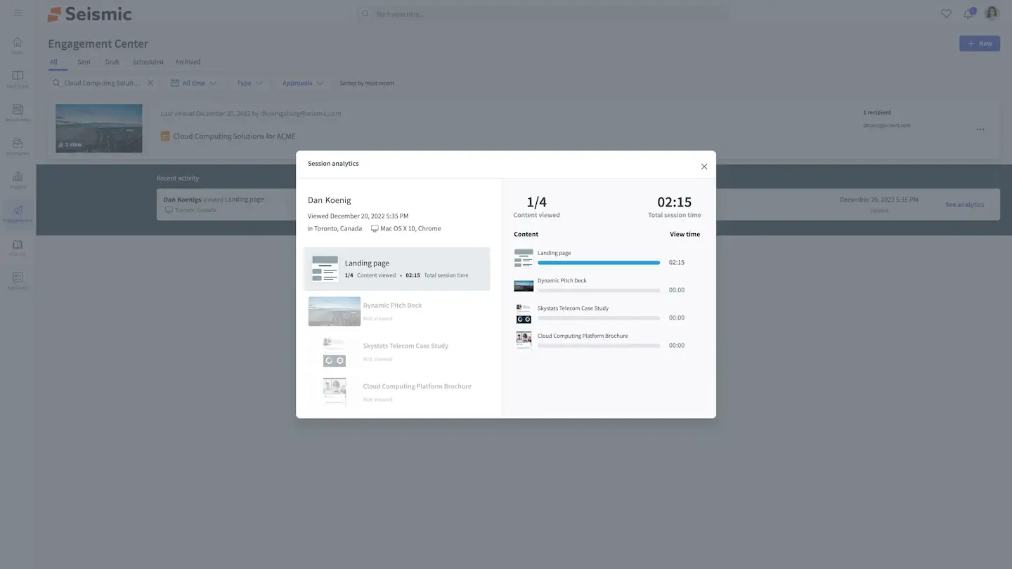 Screenshot of capturing engagement insights.