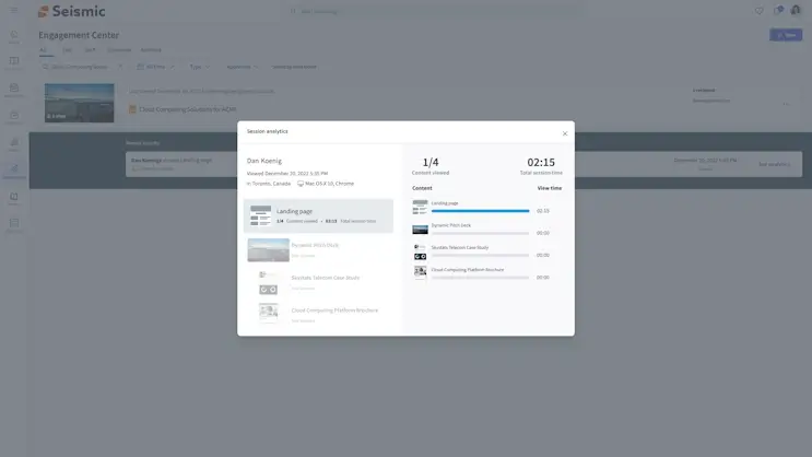 Screenshot of capturing engagement insights. 