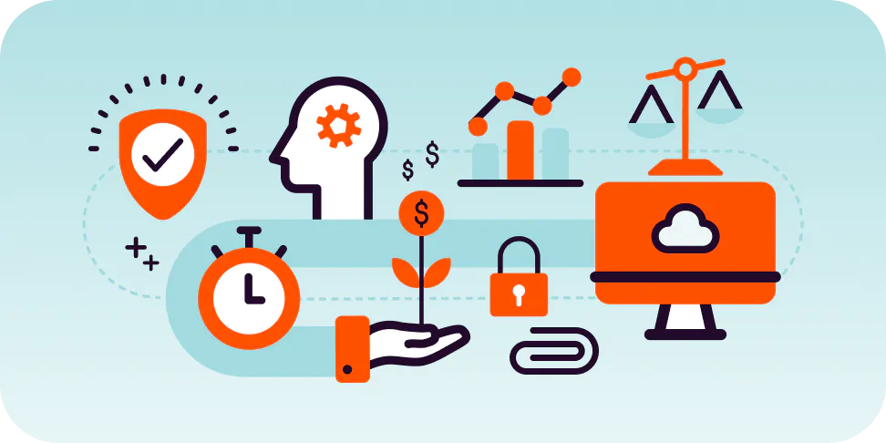 Illustration with multiple icons suggesting a path to growing client trust and revenue.