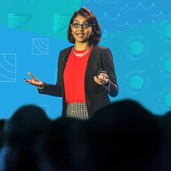 A speaker presenting at an event.