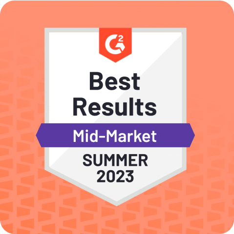 G2 Best Results Mid-Market Summer 2023 badge